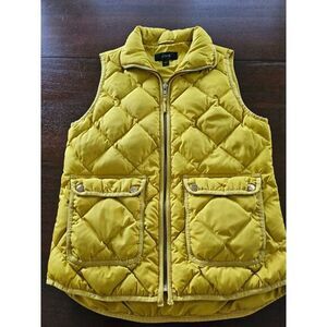 J. Crew Excursion Vest‎ Womens Small Yellow Green Quilted Down Puffer XS